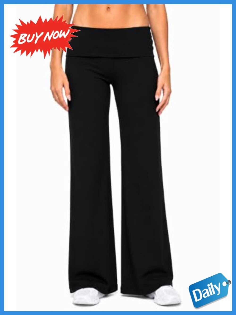Wide Leg Fold Over Yoga Pants Stretch Straight Leg Lounge Leggings
